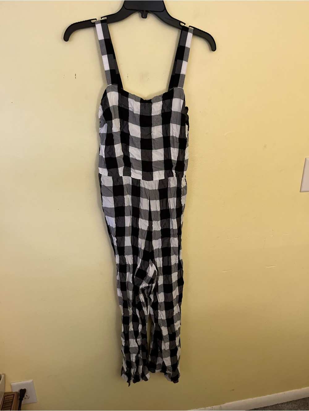 LOFT Black & White Plaid Jumpsuit Size Small